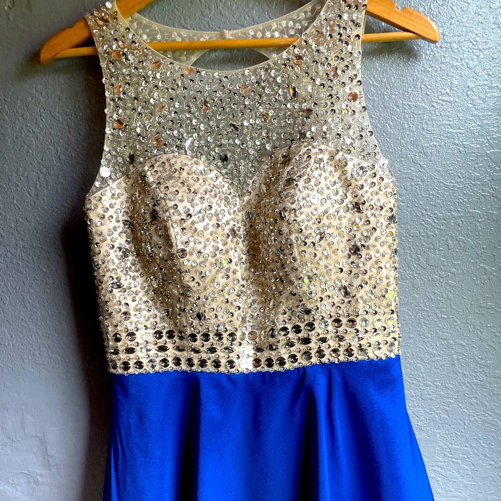 Bejeweled royal blue dress